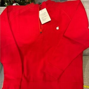 Red Half-Zip Sweatshirt with Logo
